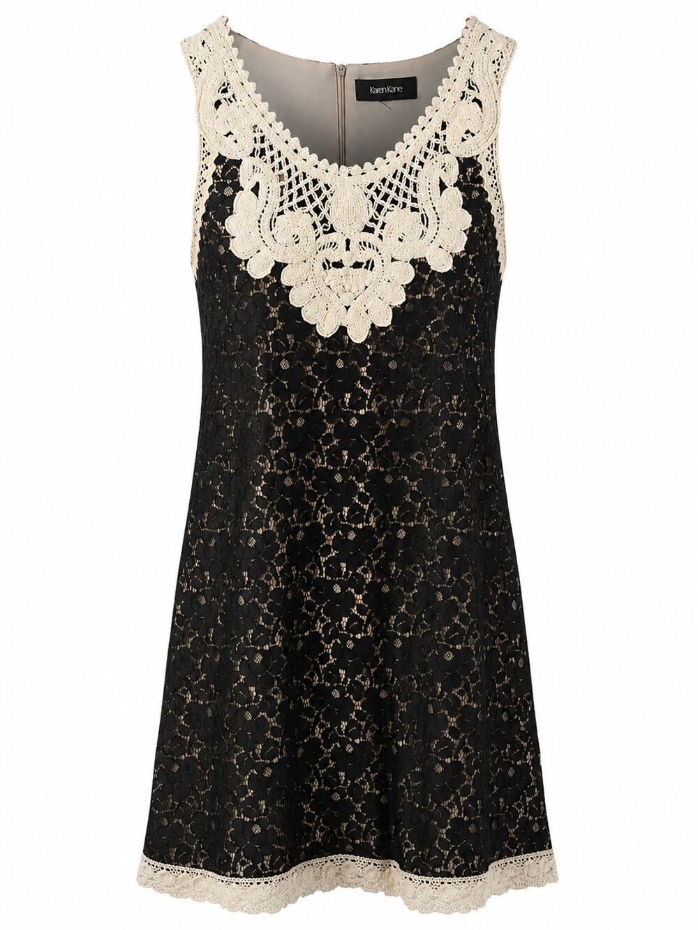 Karen Kane Black Lace Crochet Dress Size 4 Sleeveless | Designer Dress